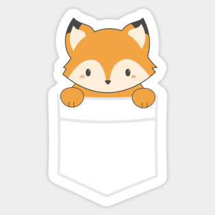 Kawaii Pocket Fox T-Shirt Sticker